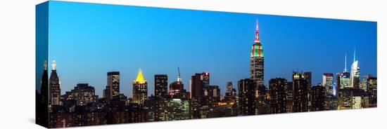 Panoramic Skyline of the Skyscrapers of Manhattan by Nightfall from Brooklyn-Philippe Hugonnard-Stretched Canvas