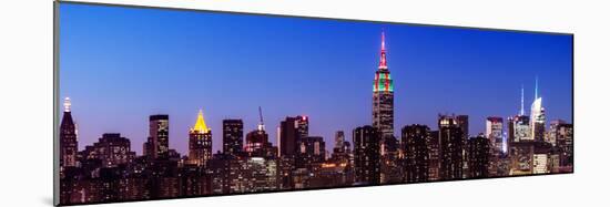 Panoramic Skyline of the Skyscrapers of Manhattan by Nightfall from Brooklyn-Philippe Hugonnard-Mounted Photographic Print