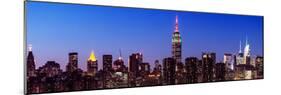 Panoramic Skyline of the Skyscrapers of Manhattan by Nightfall from Brooklyn-Philippe Hugonnard-Mounted Photographic Print