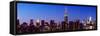 Panoramic Skyline of the Skyscrapers of Manhattan by Nightfall from Brooklyn-Philippe Hugonnard-Framed Stretched Canvas