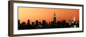 Panoramic Skyline of the Skyscrapers of Manhattan by Orange Night from Brooklyn-Philippe Hugonnard-Framed Photographic Print