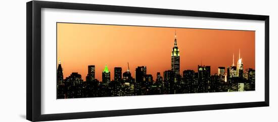 Panoramic Skyline of the Skyscrapers of Manhattan by Orange Night from Brooklyn-Philippe Hugonnard-Framed Photographic Print