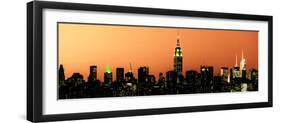 Panoramic Skyline of the Skyscrapers of Manhattan by Orange Night from Brooklyn-Philippe Hugonnard-Framed Photographic Print