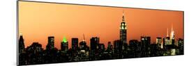 Panoramic Skyline of the Skyscrapers of Manhattan by Orange Night from Brooklyn-Philippe Hugonnard-Mounted Photographic Print