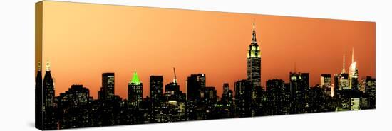 Panoramic Skyline of the Skyscrapers of Manhattan by Orange Night from Brooklyn-Philippe Hugonnard-Stretched Canvas