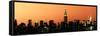 Panoramic Skyline of the Skyscrapers of Manhattan by Orange Night from Brooklyn-Philippe Hugonnard-Framed Stretched Canvas