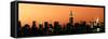 Panoramic Skyline of the Skyscrapers of Manhattan by Orange Night from Brooklyn-Philippe Hugonnard-Framed Stretched Canvas