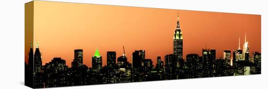 Panoramic Skyline of the Skyscrapers of Manhattan by Orange Night from Brooklyn-Philippe Hugonnard-Stretched Canvas