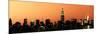 Panoramic Skyline of the Skyscrapers of Manhattan by Orange Night from Brooklyn-Philippe Hugonnard-Mounted Photographic Print