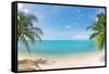 Panoramic Tropical Beach with Coconut Palm-Hydromet-Framed Stretched Canvas