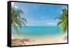 Panoramic Tropical Beach with Coconut Palm-Hydromet-Framed Stretched Canvas