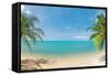 Panoramic Tropical Beach with Coconut Palm-Hydromet-Framed Stretched Canvas