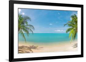 Panoramic Tropical Beach with Coconut Palm-Hydromet-Framed Photographic Print