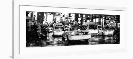 Panoramic Urban View - Yellow Cab on 7th Avenue at Times Square by Night-Philippe Hugonnard-Framed Photographic Print