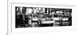 Panoramic Urban View - Yellow Cab on 7th Avenue at Times Square by Night-Philippe Hugonnard-Framed Photographic Print