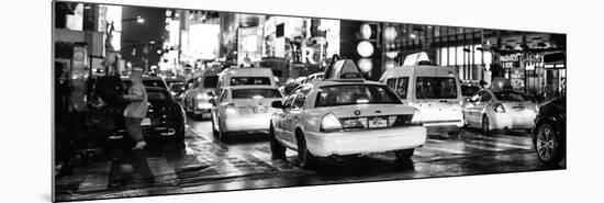 Panoramic Urban View - Yellow Cab on 7th Avenue at Times Square by Night-Philippe Hugonnard-Mounted Photographic Print