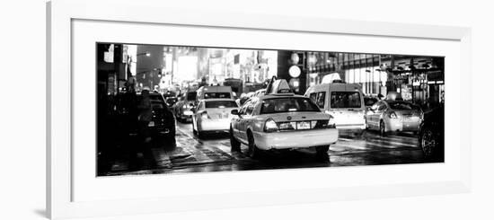 Panoramic Urban View - Yellow Cab on 7th Avenue at Times Square by Night-Philippe Hugonnard-Framed Photographic Print