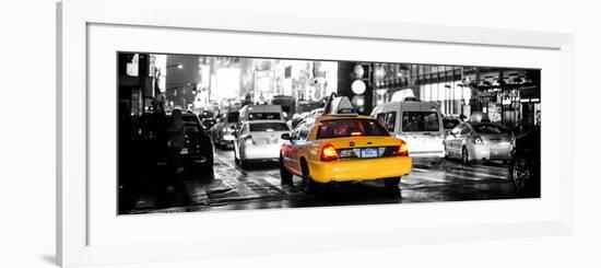 Panoramic Urban View - Yellow Cab on 7th Avenue at Times Square by Night-Philippe Hugonnard-Framed Photographic Print