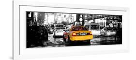 Panoramic Urban View - Yellow Cab on 7th Avenue at Times Square by Night-Philippe Hugonnard-Framed Photographic Print