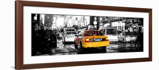 Panoramic Urban View - Yellow Cab on 7th Avenue at Times Square by Night-Philippe Hugonnard-Framed Photographic Print