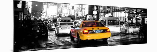 Panoramic Urban View - Yellow Cab on 7th Avenue at Times Square by Night-Philippe Hugonnard-Mounted Photographic Print