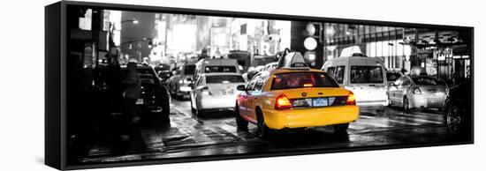 Panoramic Urban View - Yellow Cab on 7th Avenue at Times Square by Night-Philippe Hugonnard-Framed Stretched Canvas