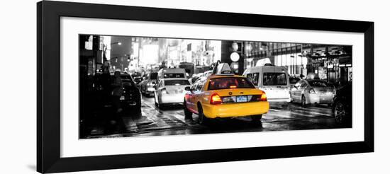 Panoramic Urban View - Yellow Cab on 7th Avenue at Times Square by Night-Philippe Hugonnard-Framed Photographic Print