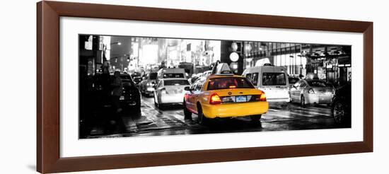 Panoramic Urban View - Yellow Cab on 7th Avenue at Times Square by Night-Philippe Hugonnard-Framed Photographic Print