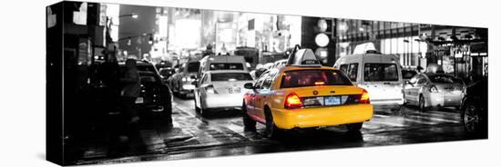 Panoramic Urban View - Yellow Cab on 7th Avenue at Times Square by Night-Philippe Hugonnard-Stretched Canvas