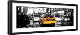 Panoramic Urban View - Yellow Cab on 7th Avenue at Times Square by Night-Philippe Hugonnard-Framed Photographic Print