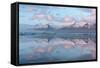 Panoramic View across the Calm Water of Jokulsarlon Glacial Lagoon Towards Snow-Capped Mountains-Lee Frost-Framed Stretched Canvas