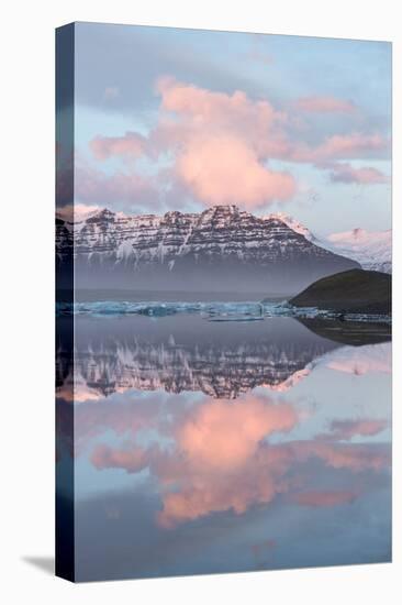 Panoramic View across the Calm Water of Jokulsarlon Glacial Lagoon Towards Snow-Capped Mountains-Lee Frost-Stretched Canvas