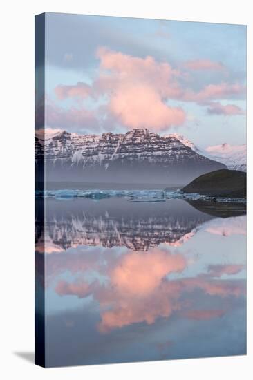 Panoramic View across the Calm Water of Jokulsarlon Glacial Lagoon Towards Snow-Capped Mountains-Lee Frost-Stretched Canvas