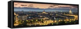 Panoramic View at Dusk, Turin, Piedmont, Italy-Stefano Politi Markovina-Framed Stretched Canvas
