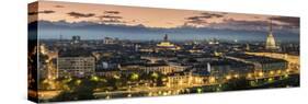 Panoramic View at Dusk, Turin, Piedmont, Italy-Stefano Politi Markovina-Stretched Canvas