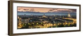 Panoramic View at Dusk, Turin, Piedmont, Italy-Stefano Politi Markovina-Framed Photographic Print