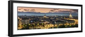 Panoramic View at Dusk, Turin, Piedmont, Italy-Stefano Politi Markovina-Framed Photographic Print