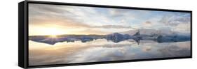 Panoramic View at Sunset During Winter over Jokulsarlon-Lee Frost-Framed Stretched Canvas