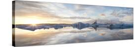 Panoramic View at Sunset During Winter over Jokulsarlon-Lee Frost-Stretched Canvas