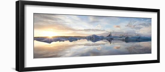 Panoramic View at Sunset During Winter over Jokulsarlon-Lee Frost-Framed Premium Photographic Print