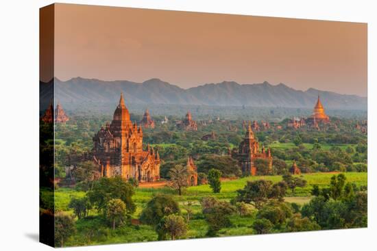 Panoramic View at Sunset over the Ancient Temples and Pagodas, Bagan, Myanmar or Burma-Stefano Politi Markovina-Stretched Canvas