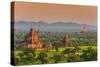 Panoramic View at Sunset over the Ancient Temples and Pagodas, Bagan, Myanmar or Burma-Stefano Politi Markovina-Stretched Canvas