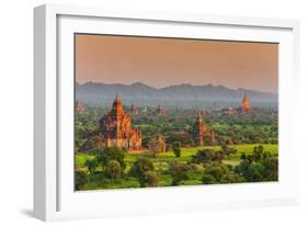 Panoramic View at Sunset over the Ancient Temples and Pagodas, Bagan, Myanmar or Burma-Stefano Politi Markovina-Framed Photographic Print