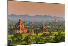 Panoramic View at Sunset over the Ancient Temples and Pagodas, Bagan, Myanmar or Burma-Stefano Politi Markovina-Mounted Photographic Print