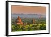 Panoramic View at Sunset over the Ancient Temples and Pagodas, Bagan, Myanmar or Burma-Stefano Politi Markovina-Framed Photographic Print