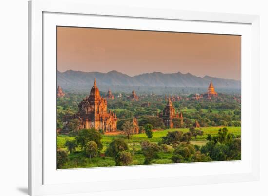 Panoramic View at Sunset over the Ancient Temples and Pagodas, Bagan, Myanmar or Burma-Stefano Politi Markovina-Framed Photographic Print