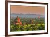 Panoramic View at Sunset over the Ancient Temples and Pagodas, Bagan, Myanmar or Burma-Stefano Politi Markovina-Framed Photographic Print