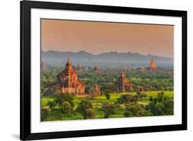 Panoramic View at Sunset over the Ancient Temples and Pagodas, Bagan, Myanmar or Burma-Stefano Politi Markovina-Framed Photographic Print