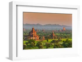 Panoramic View at Sunset over the Ancient Temples and Pagodas, Bagan, Myanmar or Burma-Stefano Politi Markovina-Framed Photographic Print