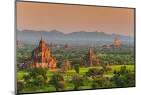Panoramic View at Sunset over the Ancient Temples and Pagodas, Bagan, Myanmar or Burma-Stefano Politi Markovina-Mounted Photographic Print